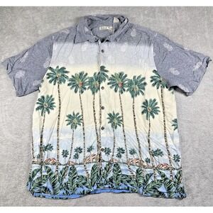 Vintage Batik Bay Men's Palm Tree Print Hawaiian Shirt Multicolor Size XL